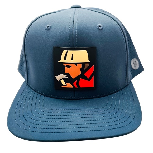 Branded Bills Construction Worker Logo Blue Cap Mesh SnapBack Hat - Picture 1 of 6